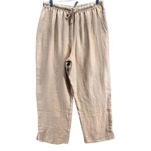 J Jill Pants Womens M Golden Brown Linen Pull On Stretch Lagenlook Soft Girl
